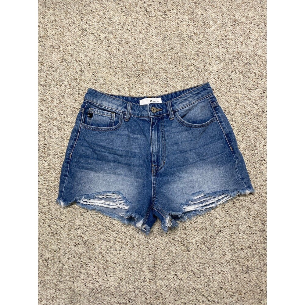 High-Rise Distressed Blue Denim Women’s Shorts